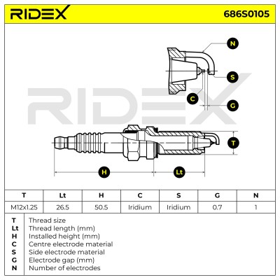 Świeca Zapłonowa RIDEX 686S0105 686S0105 - foto 5
