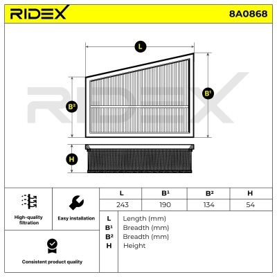 Filtr Powietrza RIDEX 8A0868 8A0868 - foto 6