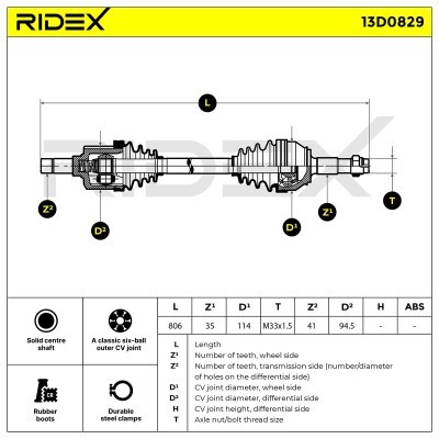 Półoś Napędowa RIDEX 13D0829 13D0829 - foto 7