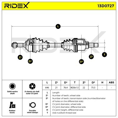 Półoś Napędowa RIDEX 13D0727 13D0727 - foto 8