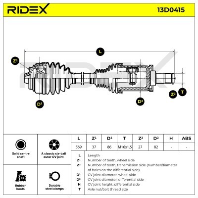 Półoś Napędowa RIDEX 13D0415 13D0415 - foto 7