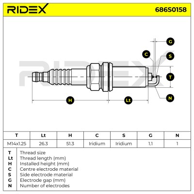 Świeca Zapłonowa RIDEX 686S0158 686S0158 - foto 5