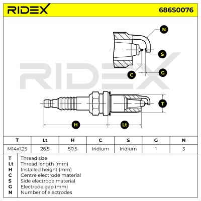 Świeca Zapłonowa RIDEX 686S0076 686S0076 - foto 6