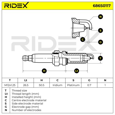 Świeca Zapłonowa RIDEX 686S0117 686S0117 - foto 6