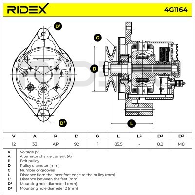 Alternator RIDEX 4G1186 4G1186 - foto 6