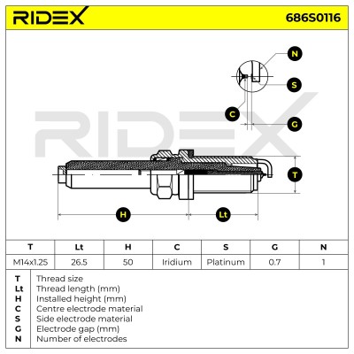 Świeca Zapłonowa RIDEX 686S0116 686S0116 - foto 6