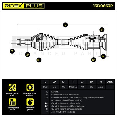 Półoś Napędowa RIDEX 13D0663P 13D0663P - foto 9