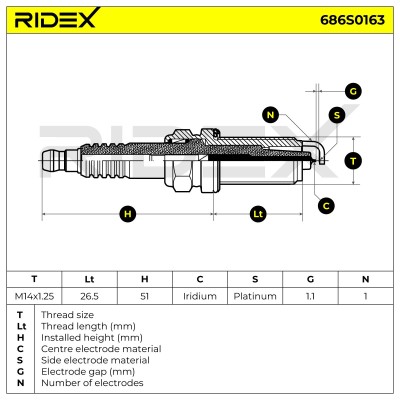 Świeca Zapłonowa RIDEX 686S0163 686S0163 - foto 5