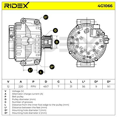 Alternator RIDEX 4G1066 4G1066 - foto 5