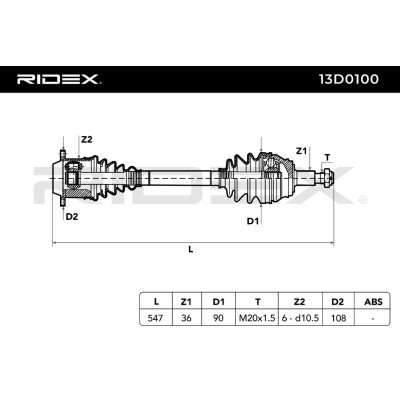 Półoś Napędowa RIDEX 13D0100 13D0100 - foto 6