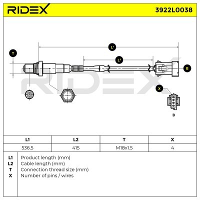 Sonda Lambda RIDEX 3922L0038 3922L0038 - foto 6