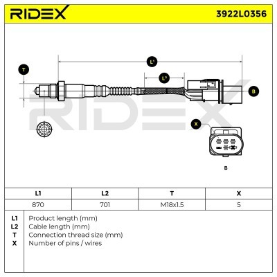 Sonda Lambda RIDEX 3922L0356 3922L0356 - foto 7