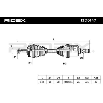 Półoś Napędowa RIDEX 13D0147 13D0147 - foto 4