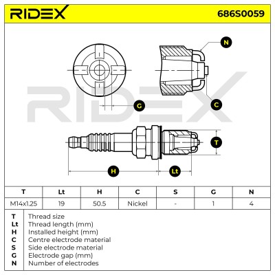Świeca Zapłonowa RIDEX 686S0059 686S0059 - foto 5