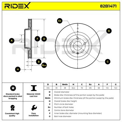 Tarcza hamulcowa RIDEX 82B1471 82B1471 - foto 8