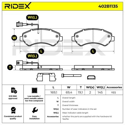 Klocki hamulcowe RIDEX 402B1135 402B1135 - foto 9