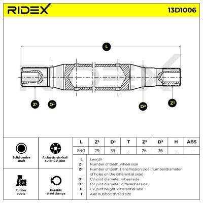 Półoś Napędowa RIDEX 13D1006 13D1006 - foto 5