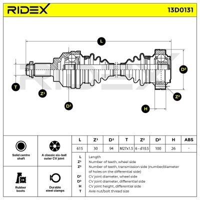 Półoś Napędowa RIDEX 13D0131 13D0131 - foto 3