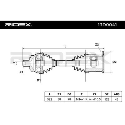 Półoś Napędowa RIDEX 13D0041 13D0041 - foto 9