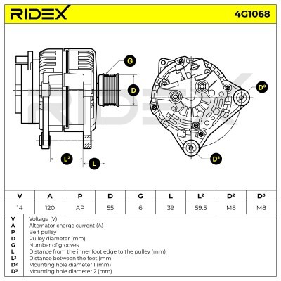Alternator RIDEX 4G1068 4G1068 - foto 5