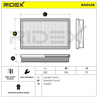 Filtr Powietrza RIDEX 8A0436 8A0436 - foto 6
