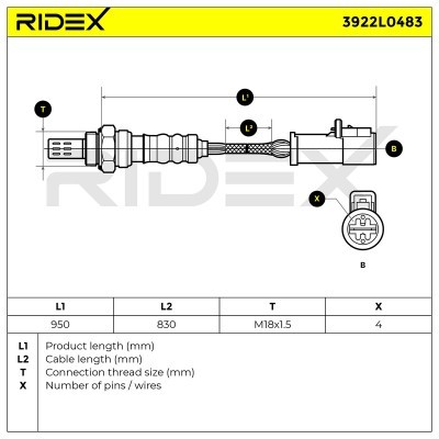 Sonda Lambda RIDEX 3922L0483 3922L0483 - foto 6