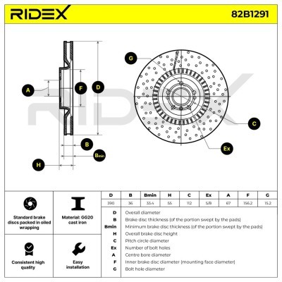 Tarcza hamulcowa RIDEX 82B1291 82B1291 - foto 6