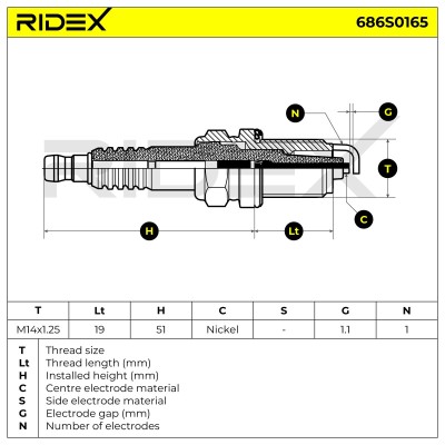 Świeca Zapłonowa RIDEX 686S0165 686S0165 - foto 5