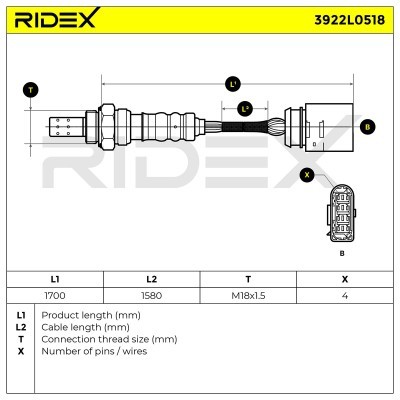 Sonda Lambda RIDEX 3922L0518 3922L0518 - foto 6