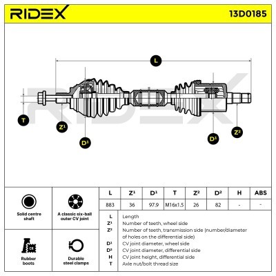 Półoś Napędowa RIDEX 13D0185 13D0185 - foto 3