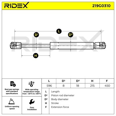 Amortyzator Pokrywy Bagażnika RIDEX 219G0310 219G0310 - foto 7