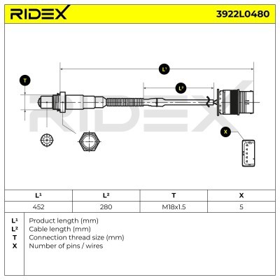 Sonda Lambda RIDEX 3922L0480 3922L0480 - foto 6
