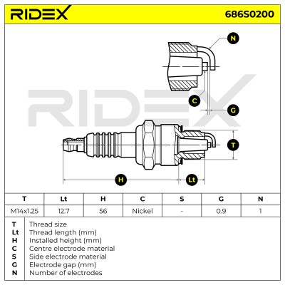 Świeca Zapłonowa RIDEX 686S0200 686S0200 - foto 5