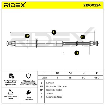 Amortyzator Pokrywy Bagażnika RIDEX 219G0224 219G0224 - foto 7