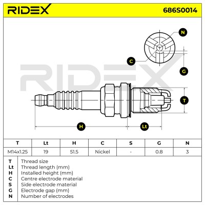 Świeca Zapłonowa RIDEX 686S0014 686S0014 - foto 8