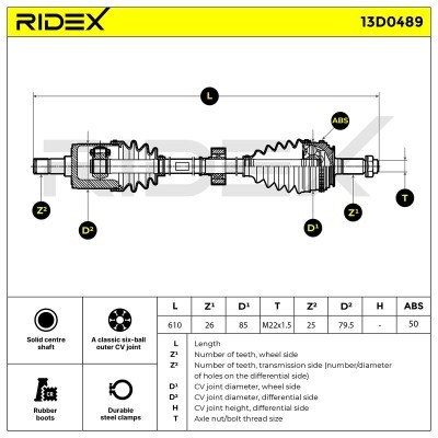 Półoś Napędowa RIDEX 13D0489 13D0489 - foto 7