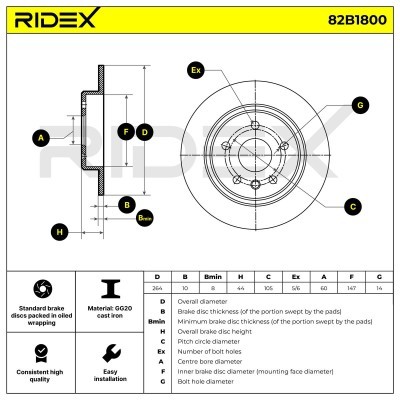 Tarcza hamulcowa RIDEX 82B1800 82B1800 - foto 5