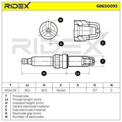Świeca Zapłonowa RIDEX 686S0093 686S0093 - foto 5