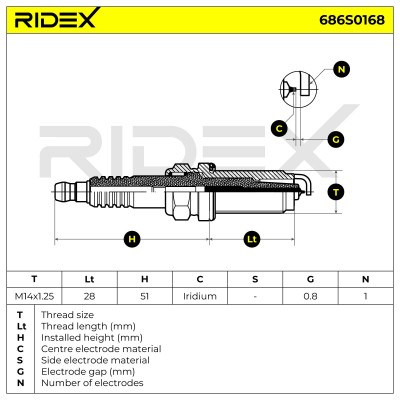 Świeca Zapłonowa RIDEX 686S0168 686S0168 - foto 5