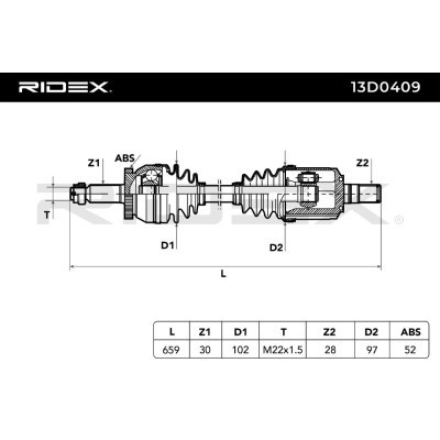 Półoś Napędowa RIDEX 13D0409 13D0409 - foto 5