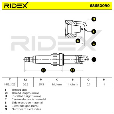 Świeca Zapłonowa RIDEX 686S0090 686S0090 - foto 5