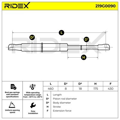 Amortyzator Pokrywy Bagażnika RIDEX 219G0090 219G0090 - foto 7
