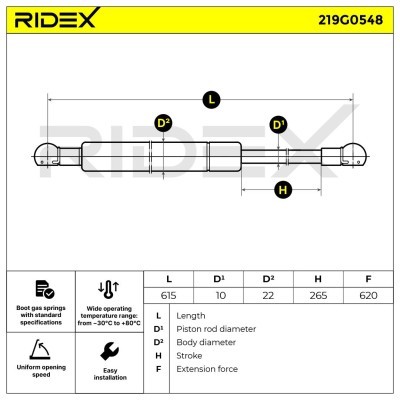 Amortyzator Pokrywy Bagażnika RIDEX 219G0548 219G0548 - foto 6