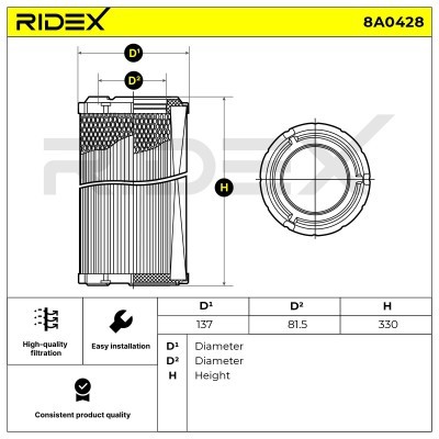 Filtr Powietrza RIDEX 8A0428 8A0428 - foto 5