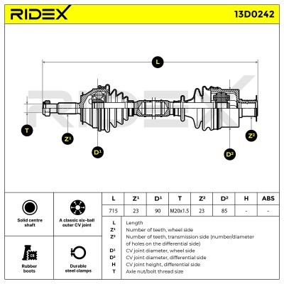 Półoś Napędowa RIDEX 13D0242 13D0242 - foto 7