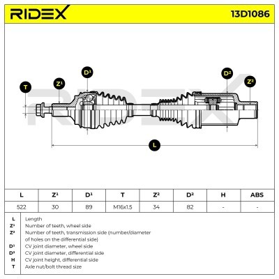 Półoś Napędowa RIDEX 13D1086 13D1086 - foto 7