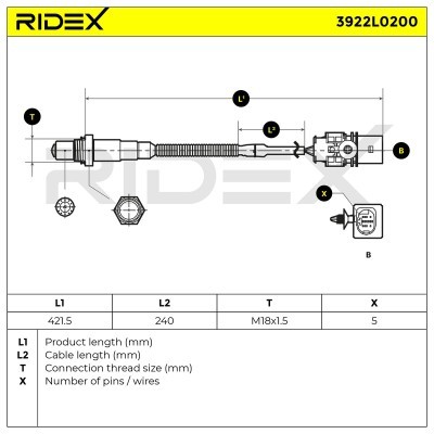 Sonda Lambda RIDEX 3922L0200 3922L0200 - foto 5
