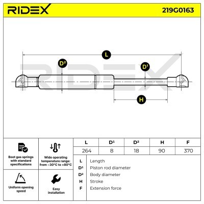 Amortyzator Pokrywy Bagażnika RIDEX 219G0163 219G0163 - foto 7