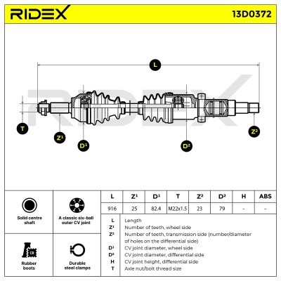 Półoś Napędowa RIDEX 13D0372 13D0372 - foto 6