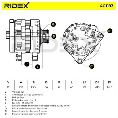 Alternator RIDEX 4G1193 4G1193 - foto 8